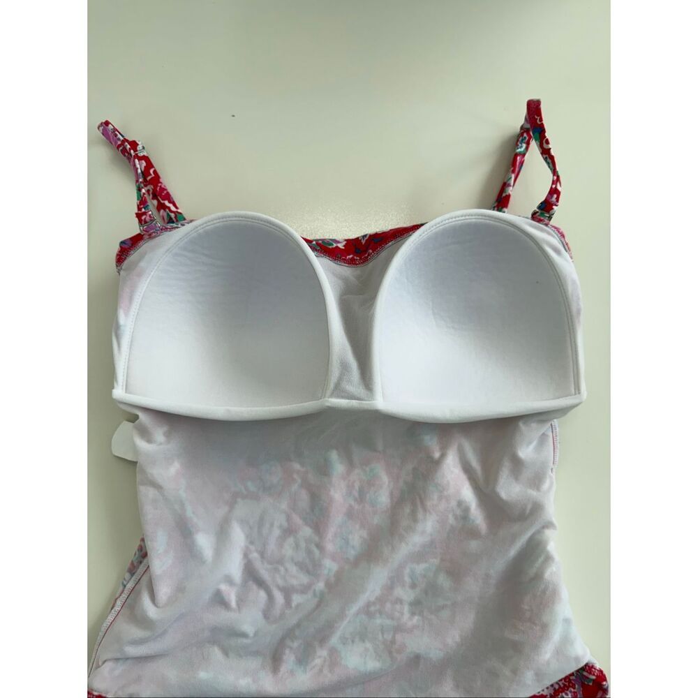 Vtg Manuel Canovas Red Combo Floral Formed Cup One Piece Swimsuit Size 8/10 - Picture 5 of 7